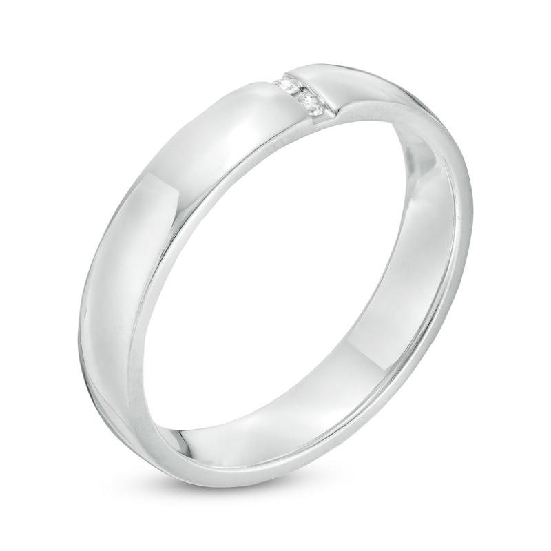 Main Image 3 of 0.04 CT. T.W. Diamond Vertical Two Stone Wedding Band in Platinum
