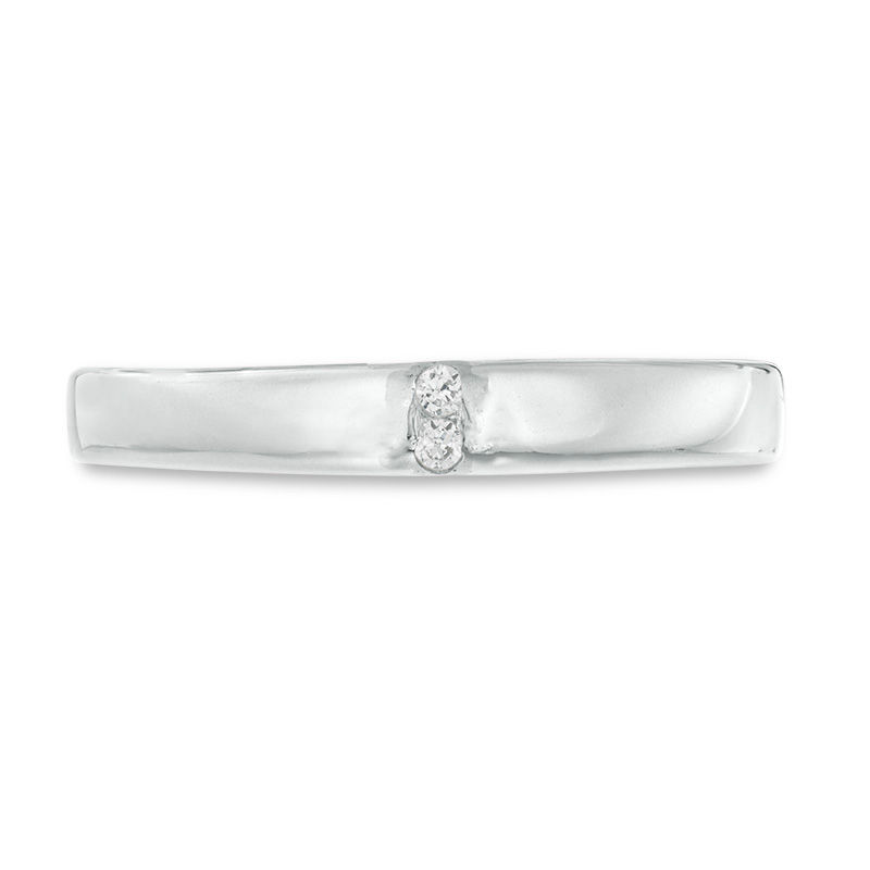 0.04 CT. T.W. Diamond Vertical Two Stone Wedding Band in Platinum