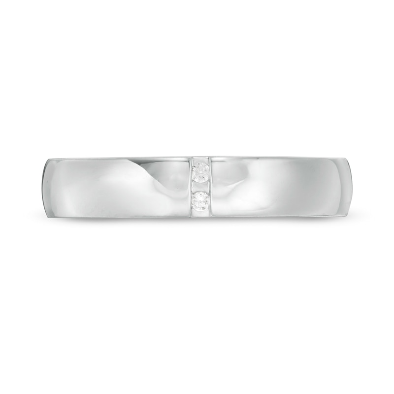 Main Image 4 of 0.04 CT. T.W. Diamond Vertical Two Stone Wedding Band in Platinum