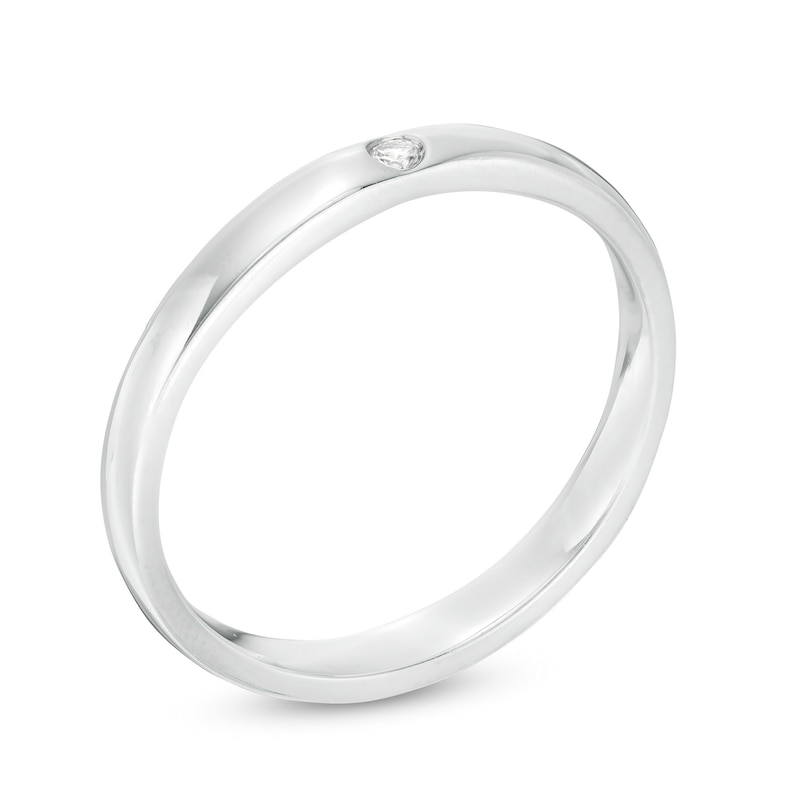 Main Image 3 of 0.04 CT. Diamond Solitaire Wedding Band in Platinum