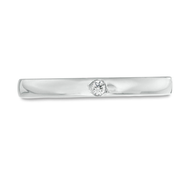 Main Image 4 of 0.04 CT. Diamond Solitaire Wedding Band in Platinum