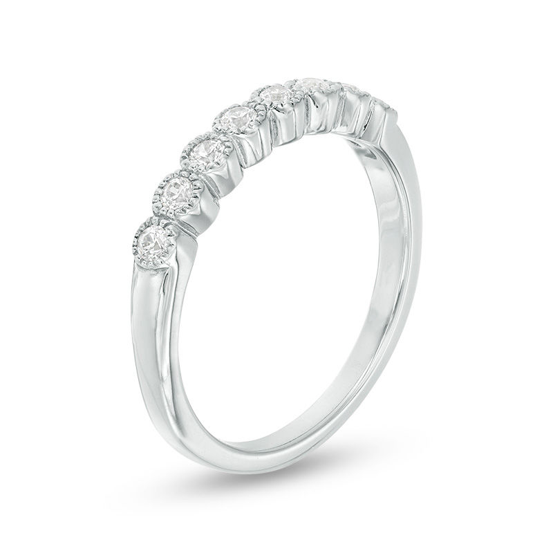 Main Image 3 of 0.24 CT. T.W. Diamond Bezel Set Vintage-Style Wedding Band in Platinum