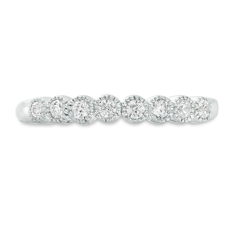Main Image 4 of 0.24 CT. T.W. Diamond Bezel Set Vintage-Style Wedding Band in Platinum
