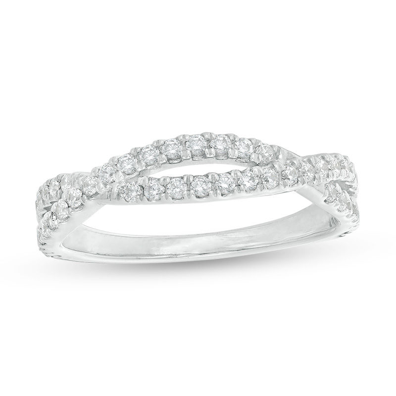 0.31 CT. T.W. Diamond Twist Wedding Band in Platinum|Peoples Jewellers