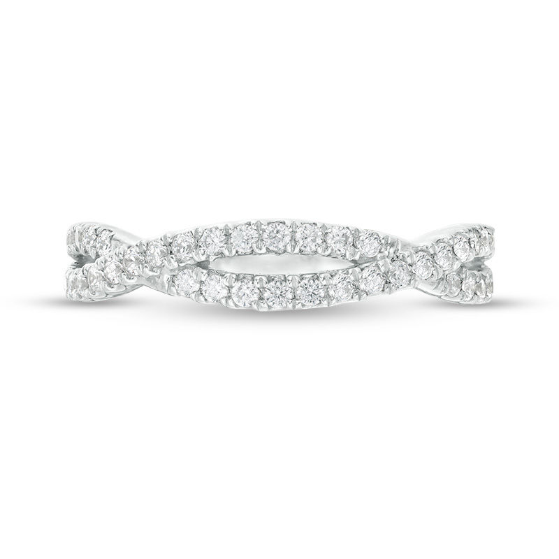 Main Image 4 of 0.31 CT. T.W. Diamond Twist Wedding Band in Platinum