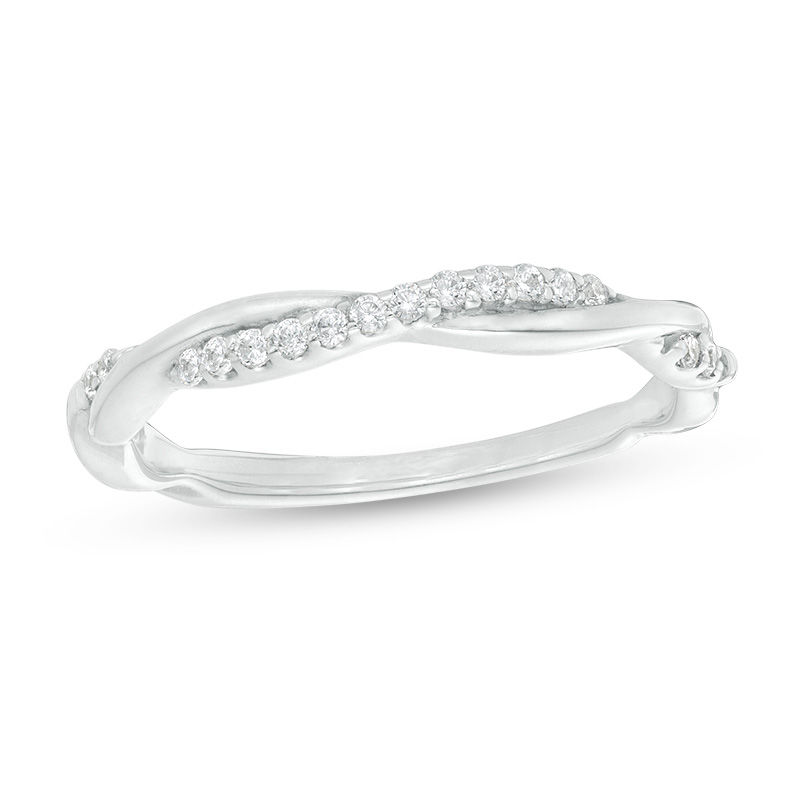 0.09 CT. T.W. Diamond Twist Wedding Band in Platinum|Peoples Jewellers