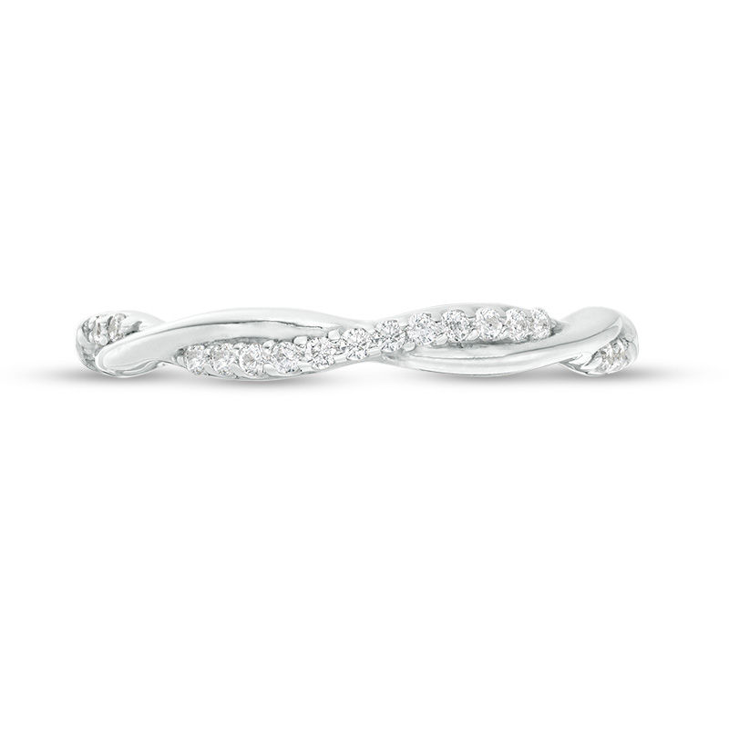 0.09 CT. T.W. Diamond Twist Wedding Band in Platinum