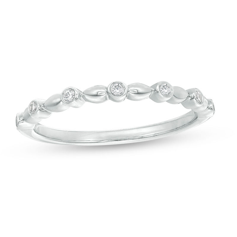 0.09 CT. T.W. Diamond Bezel Set Wedding Band in Platinum|Peoples Jewellers