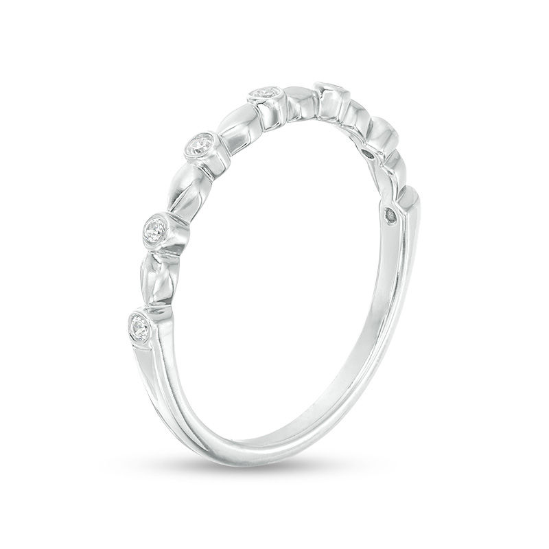 Main Image 3 of 0.09 CT. T.W. Diamond Bezel Set Wedding Band in Platinum