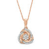 Thumbnail Image 1 of 0.065 CT. T.W. Multi-Diamond Love Knot Pendant in 10K Rose Gold