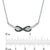 Thumbnail Image 2 of 0.29 CT. T.W. Enhanced Black and White Diamond Sideways Infinity Curved Bar Necklace in Sterling Silver - 16.75"
