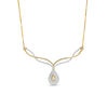 Thumbnail Image 1 of 0.29 CT. T.W. Diamond Twist Chevron with Teardrop Necklace in 10K Gold - 16.75"