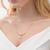 Thumbnail Image 2 of 0.29 CT. T.W. Diamond Twist Chevron with Teardrop Necklace in 10K Gold - 16.75"