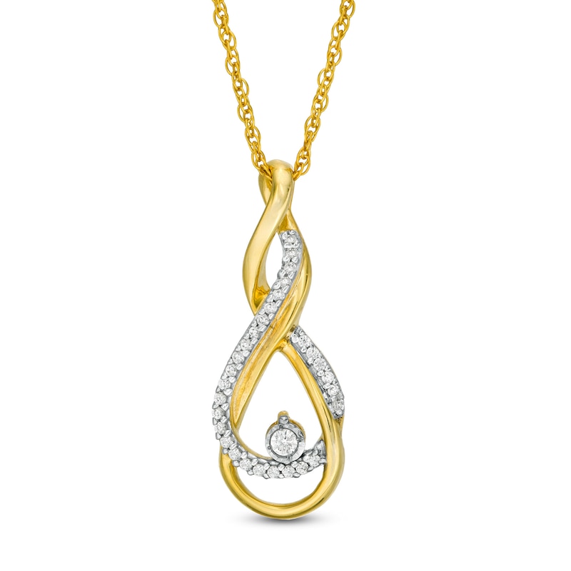 0.085 CT. T.W. Diamond Twist Infinity Pendant in 10K Gold