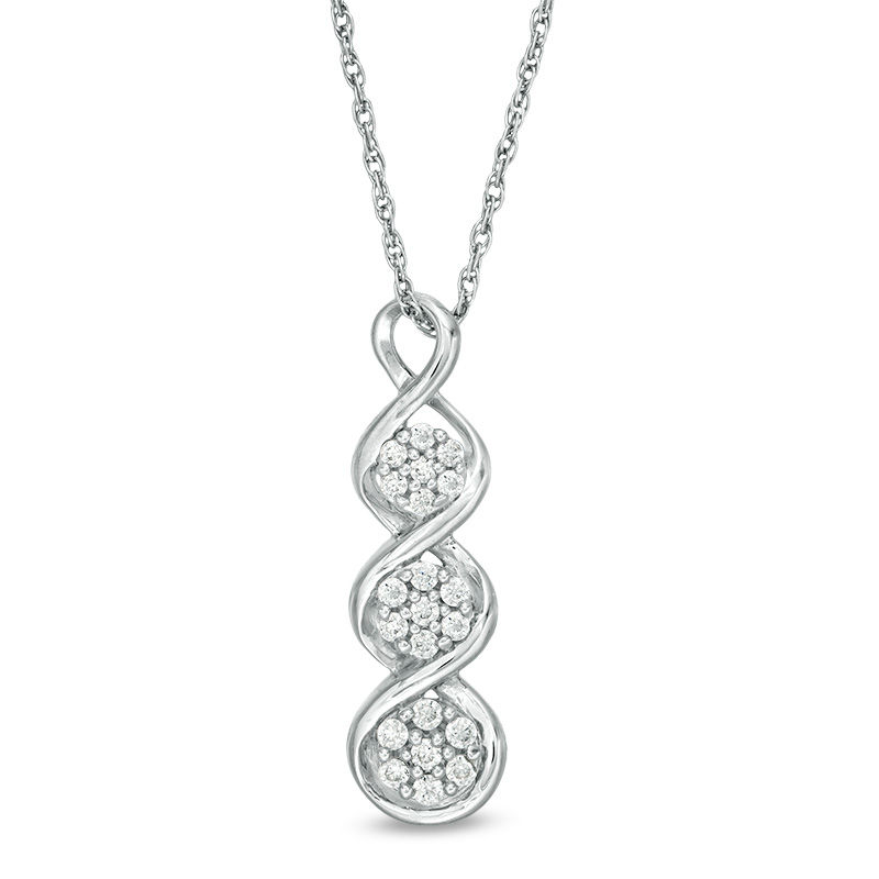 0.18 CT. T.W. Multi-Diamond Triple Drop Pendant in 10K White Gold|Peoples Jewellers