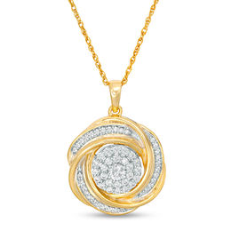 0.45 CT. T.W. Diamond Frame Love Knot Pendant in 10K Gold