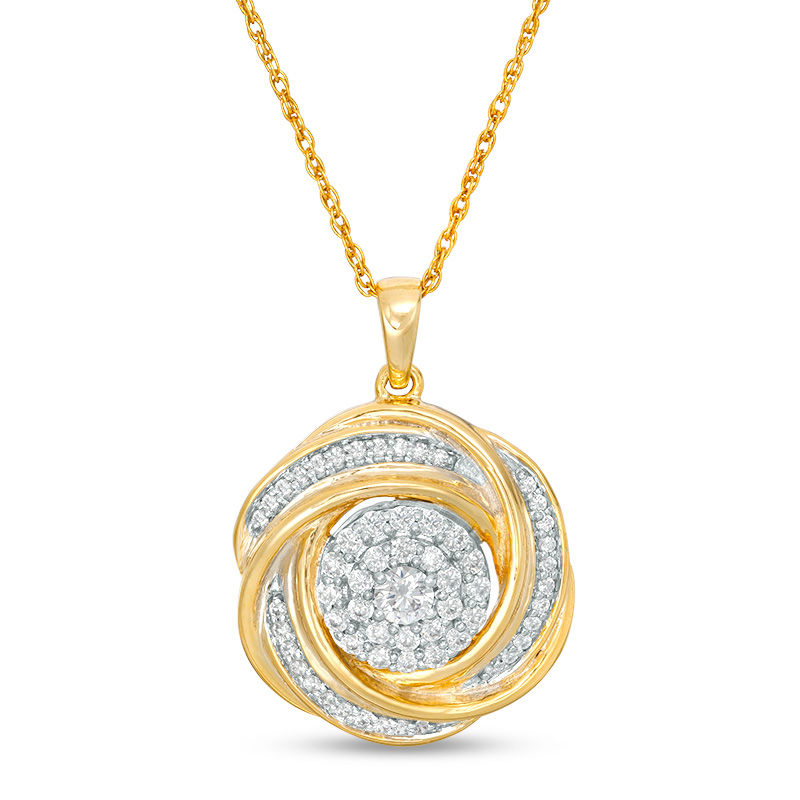 0.45 CT. T.W. Diamond Frame Love Knot Pendant in 10K Gold