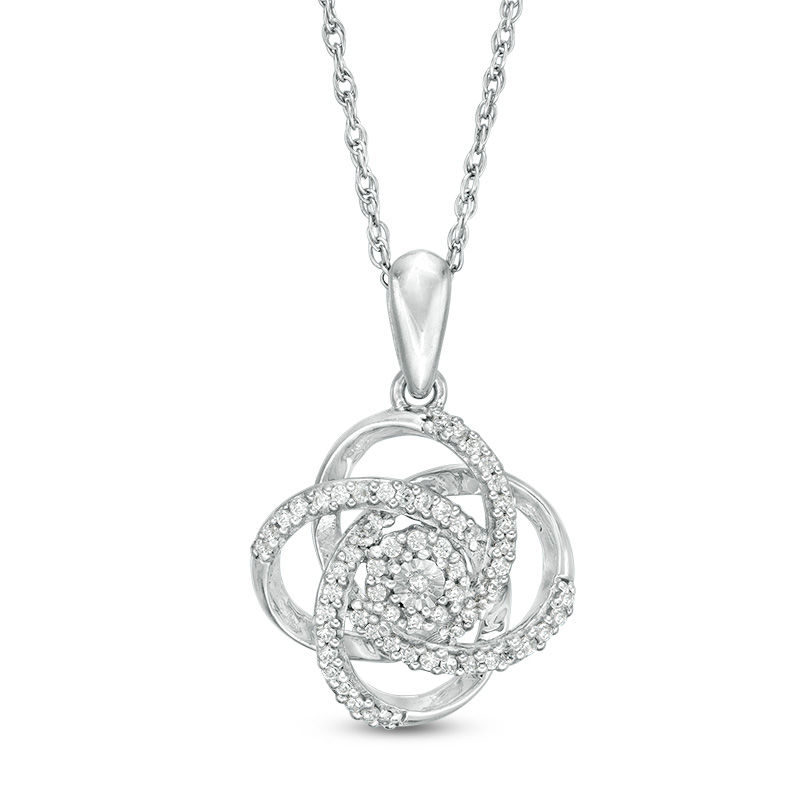 0.115 CT. T.W. Diamond Love Knot Pendant in Sterling Silver|Peoples Jewellers