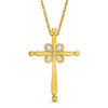 Thumbnail Image 0 of 0.04 CT. T.W. Diamond Flower Cross Pendant in 10K Gold