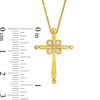 Thumbnail Image 1 of 0.04 CT. T.W. Diamond Flower Cross Pendant in 10K Gold