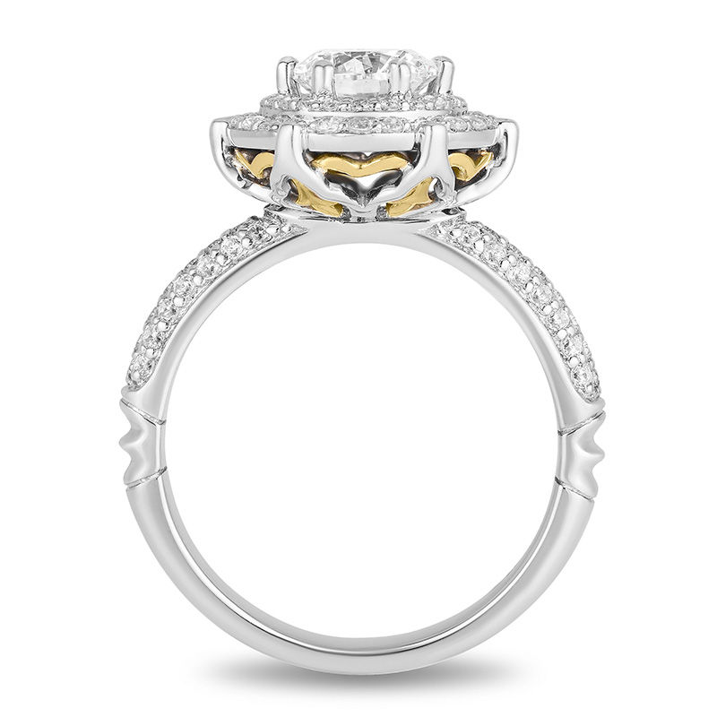 Enchanted Disney Aladdin 1.50 CT. T.W. Diamond Double Frame Engagement Ring in 14K Two-Tone Gold