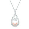 Thumbnail Image 1 of Unstoppable Love™ 0.116 CT. T.W. Diamond &quot;MOM&quot; Double Teardrop Pendant in Sterling Silver and 10K Rose Gold