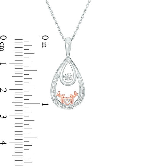 Unstoppable Love™ 0.116 CT. T.W. Diamond "MOM" Double Teardrop Pendant in Sterling Silver and 10K Rose Gold Unstoppable Love™ 0.116 CT. T.W. Diamond "MOM" Double Teardrop Pendant in Sterling Silver and 10K Rose Gold