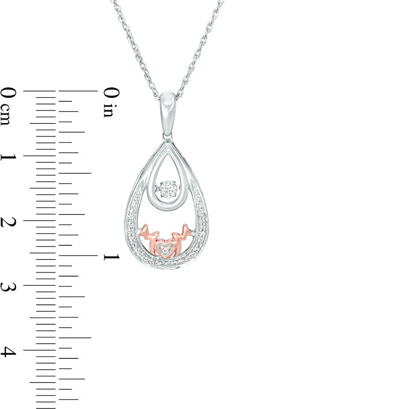 Unstoppable Love™ 0.116 CT. T.W. Diamond "MOM" Double Teardrop Pendant in Sterling Silver and 10K Rose Gold
