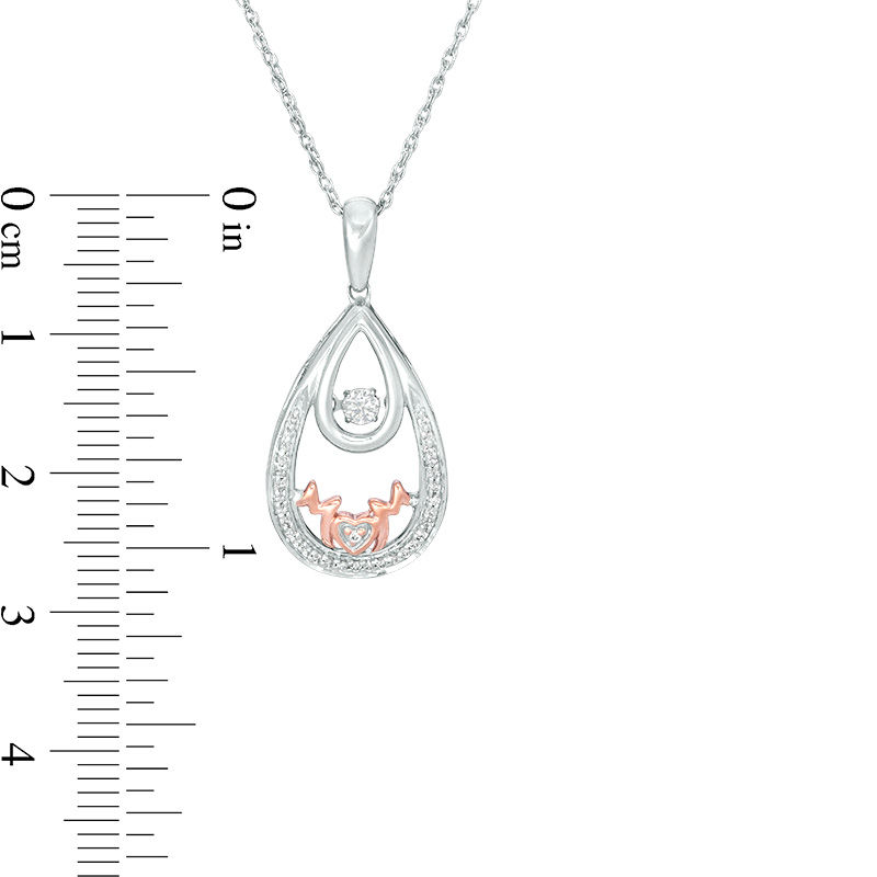 Main Image 3 of Unstoppable Love™ 0.116 CT. T.W. Diamond &quot;MOM&quot; Double Teardrop Pendant in Sterling Silver and 10K Rose Gold