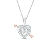 Thumbnail Image 0 of Unstoppable Love™ Diamond Accent Heart Frame with Arrow Pendant in Sterling Silver and 10K Rose Gold
