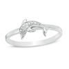 Thumbnail Image 1 of Diamond Accent Dolphin Stackable Ring in Sterling Silver