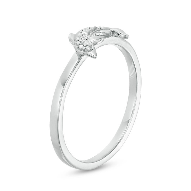 Diamond Accent Dolphin Stackable Ring in Sterling Silver