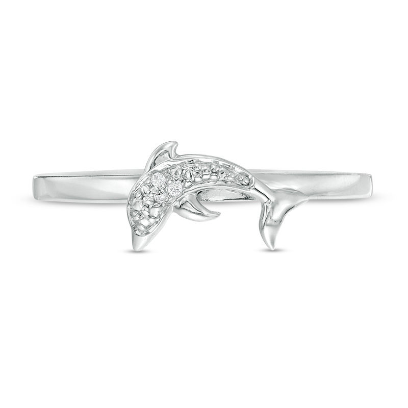 Diamond Accent Dolphin Stackable Ring in Sterling Silver