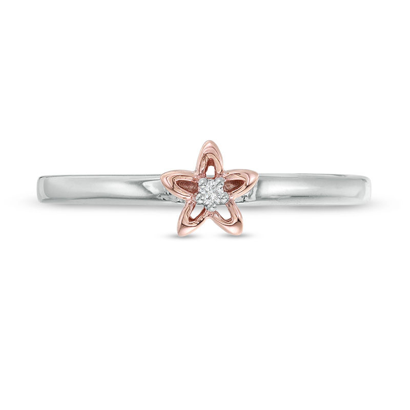 Diamond Accent Starfish Outline Stackable Ring in Sterling Silver and 10K Rose Gold