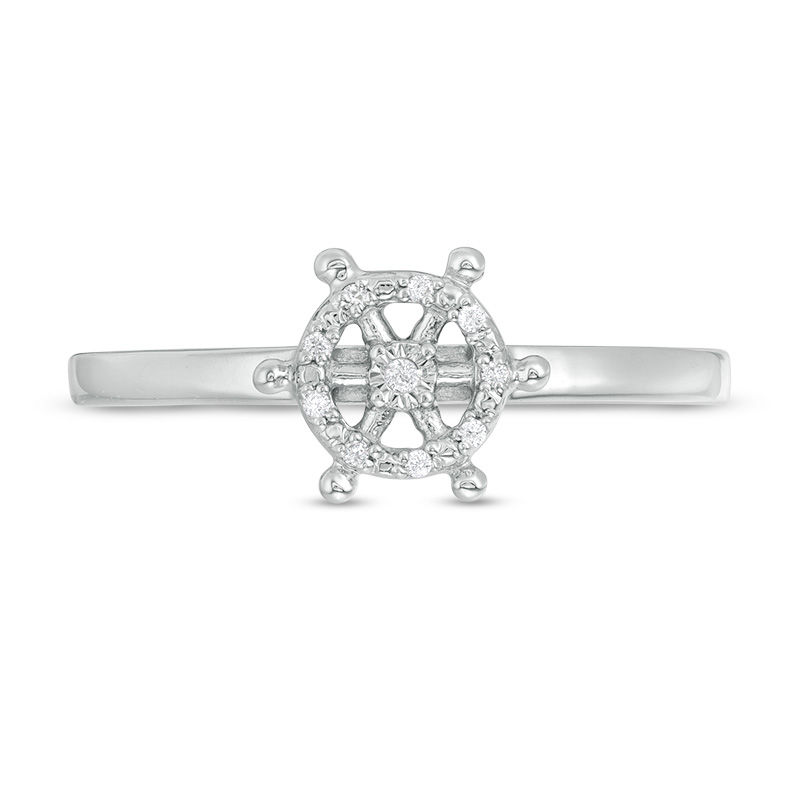 Diamond Accent Ship's Wheel Stackable Ring in Sterling Silver