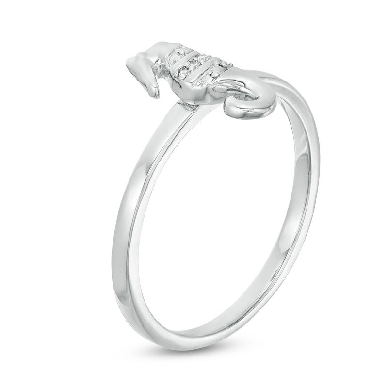 Diamond Accent Seahorse Stackable Ring in Sterling Silver