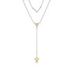 Thumbnail Image 1 of 0.115 CT. T.W. Diamond Chevron and Triangle Double Strand "Y" Necklace in Sterling Silver and 10K Gold- 21.5"