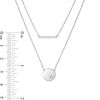 Thumbnail Image 3 of 0.065 CT. T.W. Diamond Bar and Disc with Star Double Strand Necklace in Sterling Silver - 20&quot;