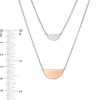 Thumbnail Image 2 of 0.145 CT. T.W. Diamond Half Circle Double Strand Necklace in Sterling Silver and 10K Rose Gold - 20"