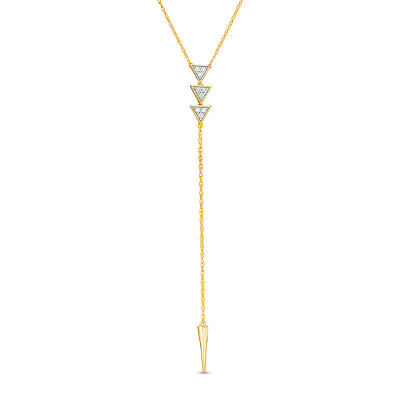 0.085 CT. T.W. Diamond Triple Triangle "Y" Necklace in 10K Gold - 19.75"|Peoples Jewellers