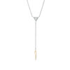Thumbnail Image 1 of 0.065 CT. T.W. Diamond Triangle "Y" Necklace in Sterling Silver and 10K Gold - 19"
