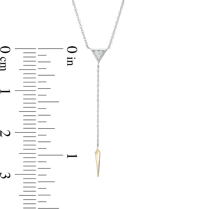 0.065 CT. T.W. Diamond Triangle "Y" Necklace in Sterling Silver and 10K Gold - 19"