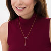 Thumbnail Image 2 of 0.18 CT. T.W. Diamond Triangle Outline "Y" Necklace in 10K Gold - 19"