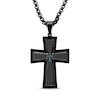 Thumbnail Image 1 of Men's 0.05 CT. T.W. Enhanced Blue Diamond Cross Pendant in Black IP Stainless Steel - 24"