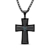 Thumbnail Image 0 of Men's 0.05 CT. T.W. Enhanced Blue Diamond Cross Pendant in Black IP Stainless Steel - 24"