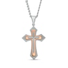 Thumbnail Image 1 of Men's Layered Cross Pendant in Stainless Steel with Rose Ion-Plate – 24"