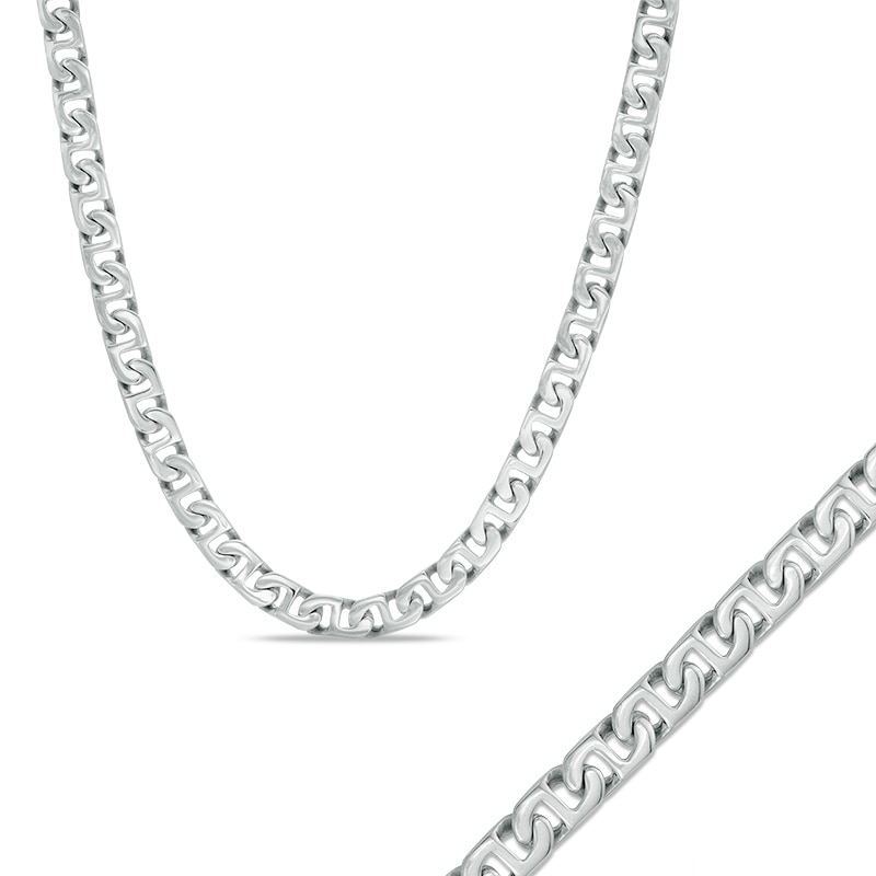 Men's 6.5mm Mariner Chain Bracelet and Necklace Set in Stainless Steel|Peoples Jewellers