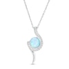 Thumbnail Image 0 of 7.0mm Lab-Created Blue Opal and White Sapphire Swirl Pendant in Sterling Silver
