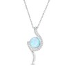 Thumbnail Image 1 of 7.0mm Lab-Created Blue Opal and White Sapphire Swirl Pendant in Sterling Silver