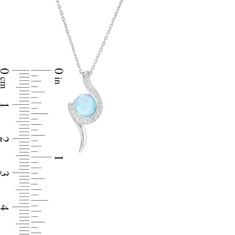 7.0mm Lab-Created Blue Opal and White Sapphire Swirl Pendant in Sterling Silver